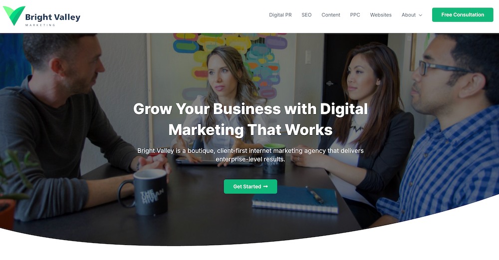 bright valley digital pr agency homepage